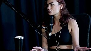 kamilla werneck in sheer red lingerie during bisexual group sex.