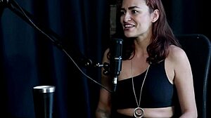 kamilla werneck in sheer red lingerie during bisexual group sex.