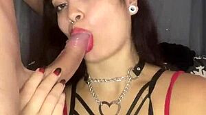 Little devil does sloppy deepthroat