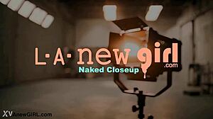 cute brunette shows sexy body in photoshoot casting