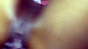 ebony slut gets creamy pussy from monster cock