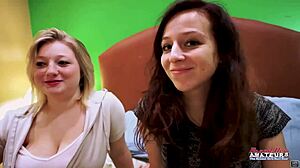 blonde cutie faith's hope and petite redhead katie walls sharing a hard cock, wow!