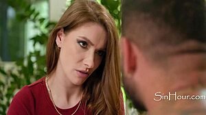 mature petite redhead rides anal on couch 😏