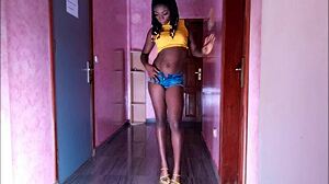 cute teen 18+ ebony girl in lingerie gets sweet ass fucking