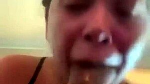 Amateur With Big Tits Gives Sloppy Head At Home.