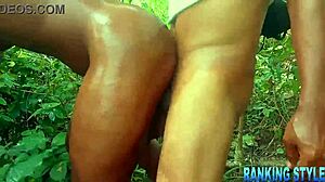 A sexy girl enjoys big cock in the forest