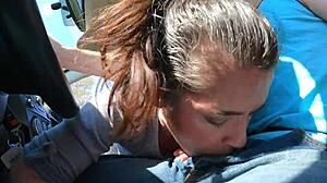 Lucky uber driver, wife swallows jizz with wet ass