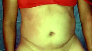 Mexican model dances in satin bra and panties.