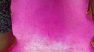 ebony milf does morning workout with pussy spread and big black cock