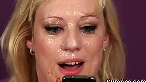 i watch this wacky idol get bukakke on her face and eat all the cum!!