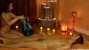 Sensual cunnilingus between German and Indian couple.