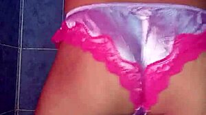 Mexican model dances in satin bra and panties.