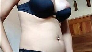 Young shemale masturbates big cock