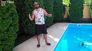 Watch curvy blonde Juju Meirelles riding monster cock in cowgirl and bent over!