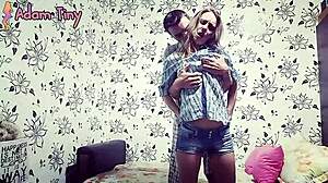 amateur european tattooed wife starts with teasing, gets rough piledriver, ends with cum on chest