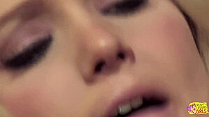 Fantasizing about lesbian sex ends as the blonde approaches the brunette with her sex toy