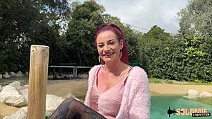 Sally rouquine enjoys two huge cocks in group