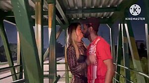 Wife Flashes And Fucks Two Guys On Highway Catwalk