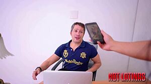 Intense sucking by secretary in lingerie