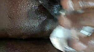 Ebony Lesbian's Double Penetration Leads to Massive Squirt