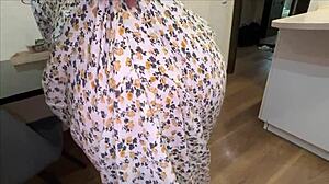 mature stepmom agrees to anal sex, offering her big ass for his cock