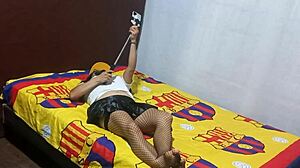 I found my mother-in-law masturbating erotically in my apartment, then she asked me to help finish the homemade porn video