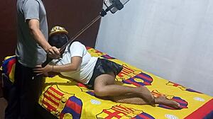 I found my mother-in-law masturbating erotically in my apartment, then she asked me to help finish the homemade porn video