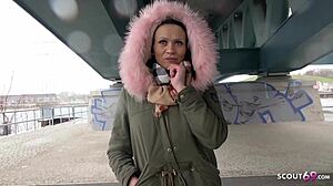 German scout picks up teen from Berlin street for rough fucking and facial