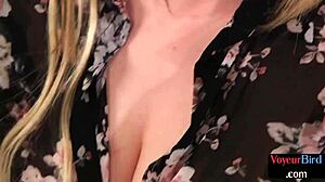 Femdom Secretary Teases Sub Wanking In Stockings!