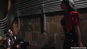 Femdom In Latex Pegs Masked Man In Intense Bondage Session