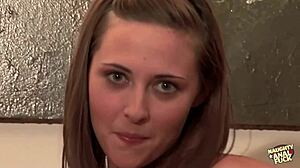 brunette with small tits masturbates then anal threesome