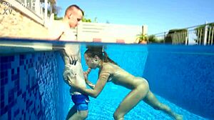 Mona Blue Fucks Step Brother In Pool! Deepthroat And Cumshot!
