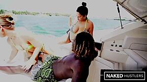 Wild threesome on that yacht in Miami
