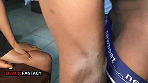 Ebony girl lets him win her pussy