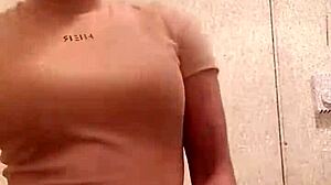 Black girl shows her chocolate ass in the bathroom