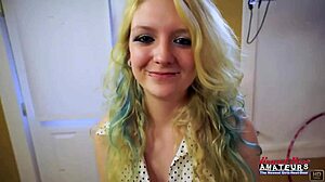 Hot blonde banged deep