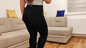 Curvy Woman Tries On Leggings And Pants.