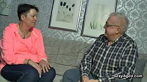 an amateur german couple enjoys passionate sex on the sofa with blowjobs and fucking