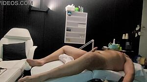 Femdom masseuse pegs her boy after massage, ass licking included