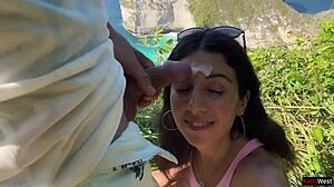 Pretty teen gives handjob and swallows huge cum in POV facial compilation.