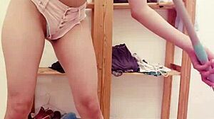 cleaning lady emily pink takes 5 cocks rough, swallows cum!