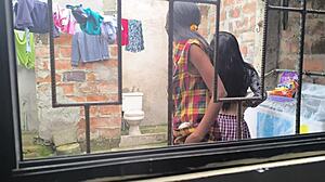 Are these housewives hot sluts making porn after laundry?