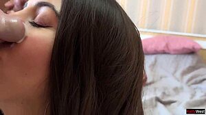 Pretty teen gives handjob and swallows huge cum in POV facial compilation.