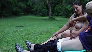 Brunette Squirts Outdoors