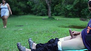 Brunette Squirts Outdoors