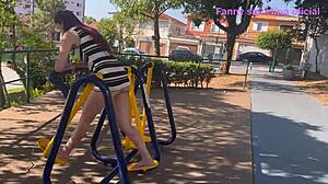 wife displays in park