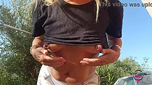 Flashing Pierced Nipples