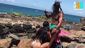 cuckold watches beach fuck