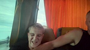 thrilled bus blowjob