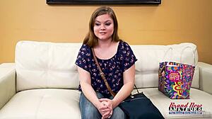 Petite Coed Sucks Cock